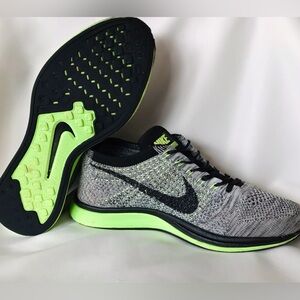 Nike Flyknit Running Shoes Grey/Lime